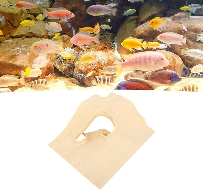 Zerodis 3D Aquarium Cave Decor Ornaments Rock Decor Small Fish Bowl Hide Decoration Exquisite Fish Landscape Hideaway Ornament for Home 3D Aquarium Cave (Sand Yellow)