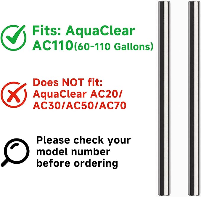 2-Pack A16551 Impeller Shaft Replacement Compatible with AquaClear 110 AC110 AC500 Power Filter, Aquarium Filter Impeller Shaft Replacement Parts