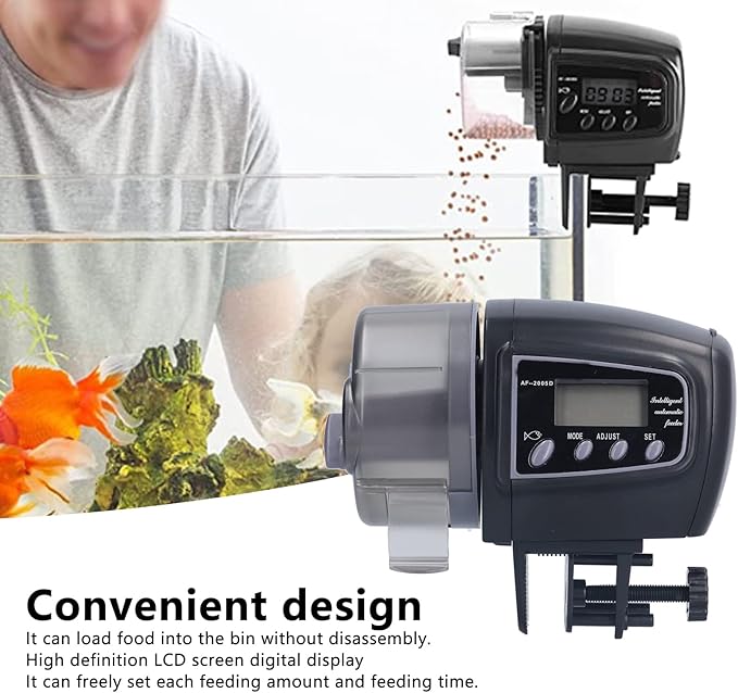 Luqeeg Automatic Fish Feeder, with Multifunctional Equipment, Large Capacity Food Trough, High Definition LCD Screen Digital Display, for Various Specifications of Aquariums