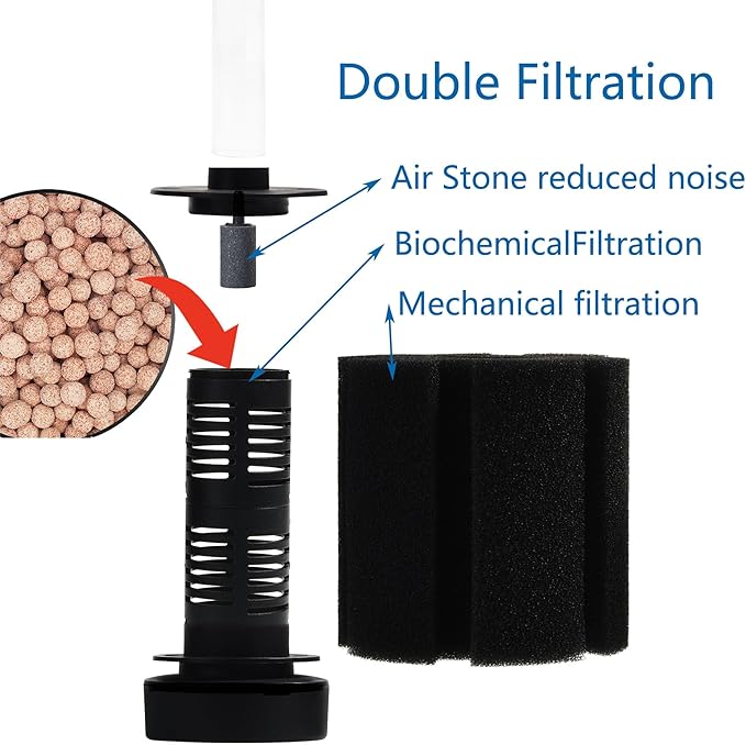 Aquarium Sponge Filter 20 Gallon,Quiet Sponge Filter With Air Stone For Betta Fry Shrimp and Small Fish (1 pcs)