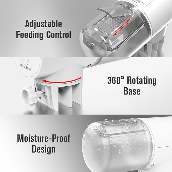 JuzPetz Automatic Fish Feeder Dispenser for Aquarium, 200ml Large Capacity Auto Turtle Fish Feeder for Small Tank, Battery Powered Food Feeding Timer for Flakes Pellet Vacation, Batteries Included