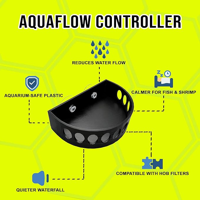 Aquarium Filter Baffle, Universal HOB Filter Compatible, Slow Flow Design for Betta Fish and Shrimp Tanks, 2 Suction Cups for Easy to Install Aquarium (X-Large)