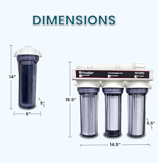LiquaGen- Super Flow Reverse Osmosis & Deionization (RODI) Water Filtration System- 100 GPD | Ultra Pure Water Softener for 0 TDS/PPM Water | Water Purification System for Aquarium Filter Processes
