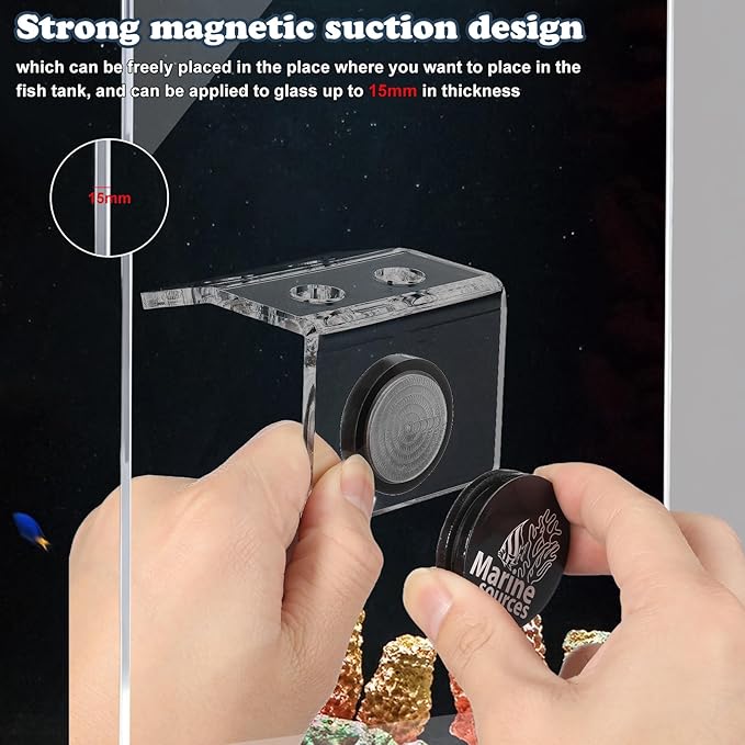 Balacoo Magnetic Coral Frag Holder, 4 Holes Acrylic Aquarium Coral Frag Rack with Strong Magnetic Suction Cup for Fish Tank Aquarium Plant Holder