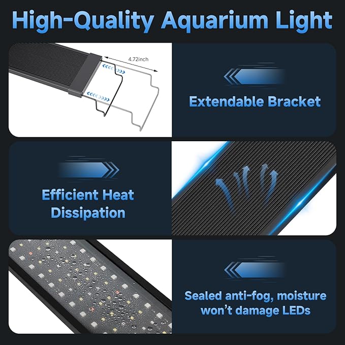 fishkeeper LED Aquarium Plant Light, 24/7 Full Spectrum Aquarium Light with 5 Nature Weather Mode, Auto On Off with Timer for 12-18 Inch Fish Tank, Adjustable Colors/Brightness with Memory Function