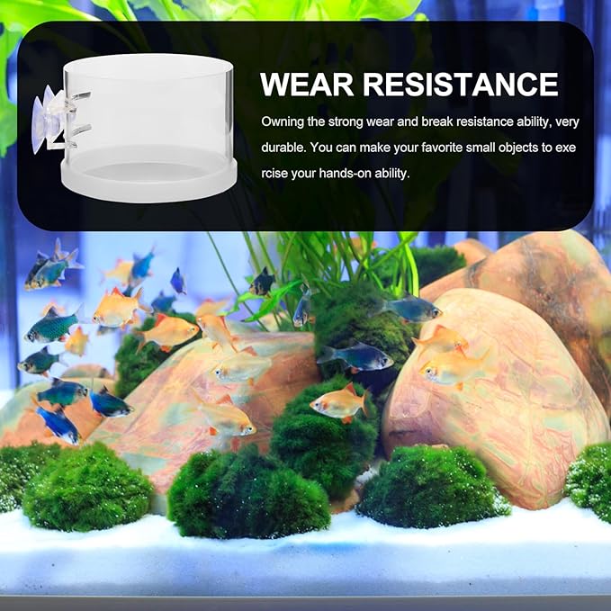 FRCOLOR Fish Tank Feeding Ring Aquarium Feeder with Large Suction Cup, Acrylic Fish Food Feeder Tool for Convenient Automatic Feeding in Home Aquariums