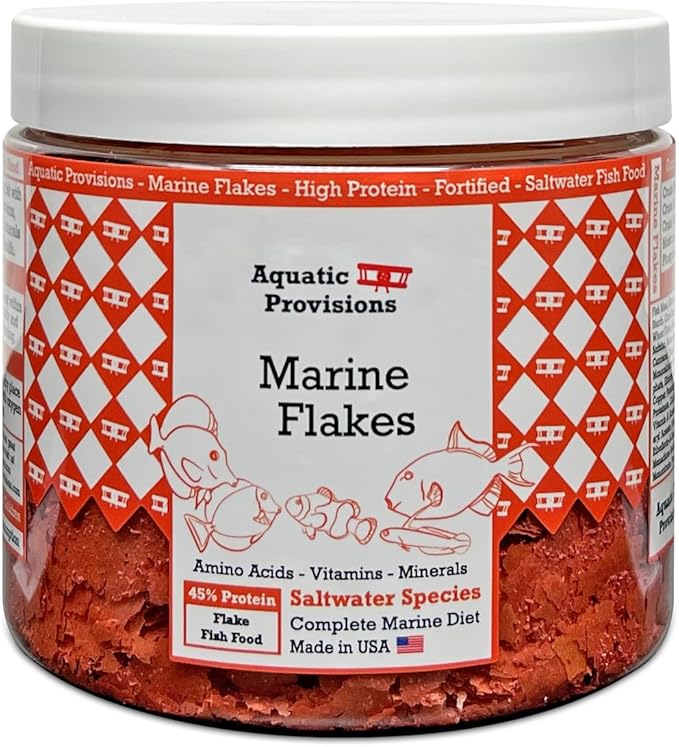 Aquatic Provisions Marine Flakes Fish Food 1.77 oz, for Saltwater Aquarium Species