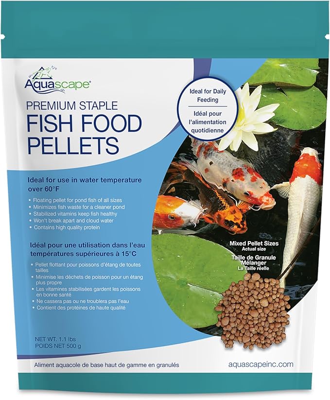 Aquascape Premium Staple Pond and Koi Fish Food, Mixed Pellet Size, 1.1 Pound (500 g), 81050