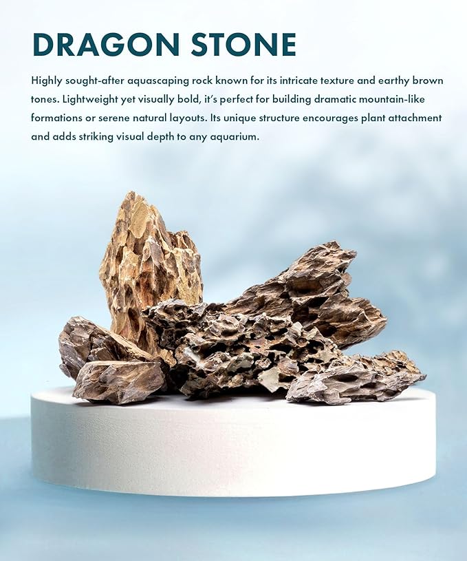 SubstrateSource Natural Aquarium Stones - Ohko w/Mixed Reds, Yellows & Browns, Scale-Like Texture - Freshwater Aquascaping, Betta Fish & Shrimp Tank Decorations, Zen Garden Layouts - Dragon, 10 LB