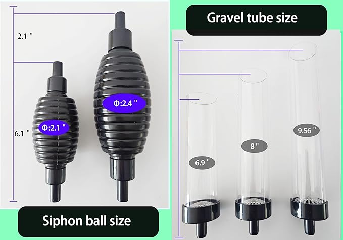 7ft Aquarium Gravel Vacuum Cleaner - Hand Pump Siphon Water Changer for Fish Tank Cleaning Gravel & Sand