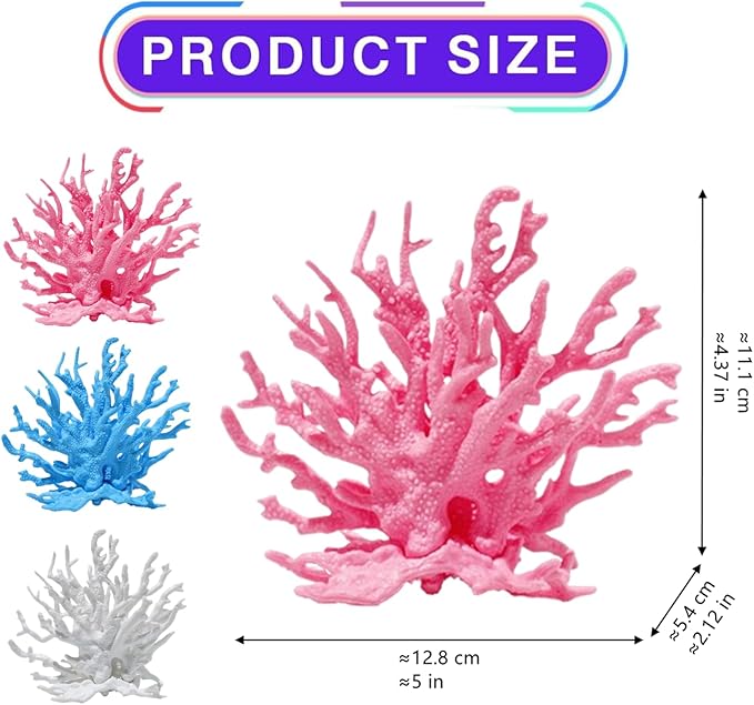 3 Pcs Aquarium Coral Reef Decor Charming Fish Tank Coral for Fish Tank Decorations(Blue, White, Pink)