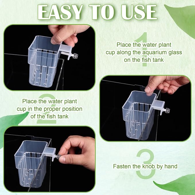 12 Pack Top Hanging Fish Tank Plant Pot Clear Aquarium Plant Holder with Hook Aquatic Plant Cup Holder Aquarium Aquatic P-lant Pot Water Landscape Decoration for P-lant Water Feature Decoration