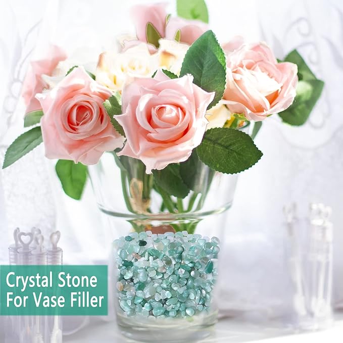 MAIBAOTA Natural Green Aventurine Crystal Quartz Rocks Chips Vase Filler Rocks for Succulent Plant Small Fish Tank Aquarium Gravel Decorative Pebbles Stones(200 gram)