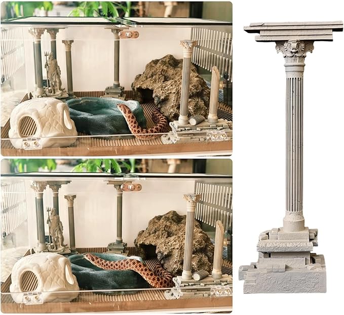 Baoblaze Roman Column Decoration Realistic Resin Aquarium Decor Fish Tank Accessories Landscape Decoration Roman Pillar Decor 18.5cm, Set A