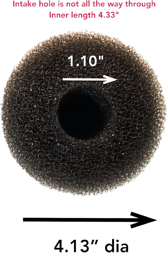 ViaAqua 2 Pack X-Large Overflow Filter Box Intake Round Pre-Filter Foam Sponge 5.91" x 4.13" for Aquariums and Ponds (Coarse 25PPI)