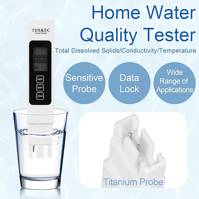 4-in-1 Digital Water Quality Tester, 2025 New Aquarium Fish Tank TDS & EC Meter Test Strips Pond Testing Device for Drinking Water Home Office Restaurant, Fast & Accurate