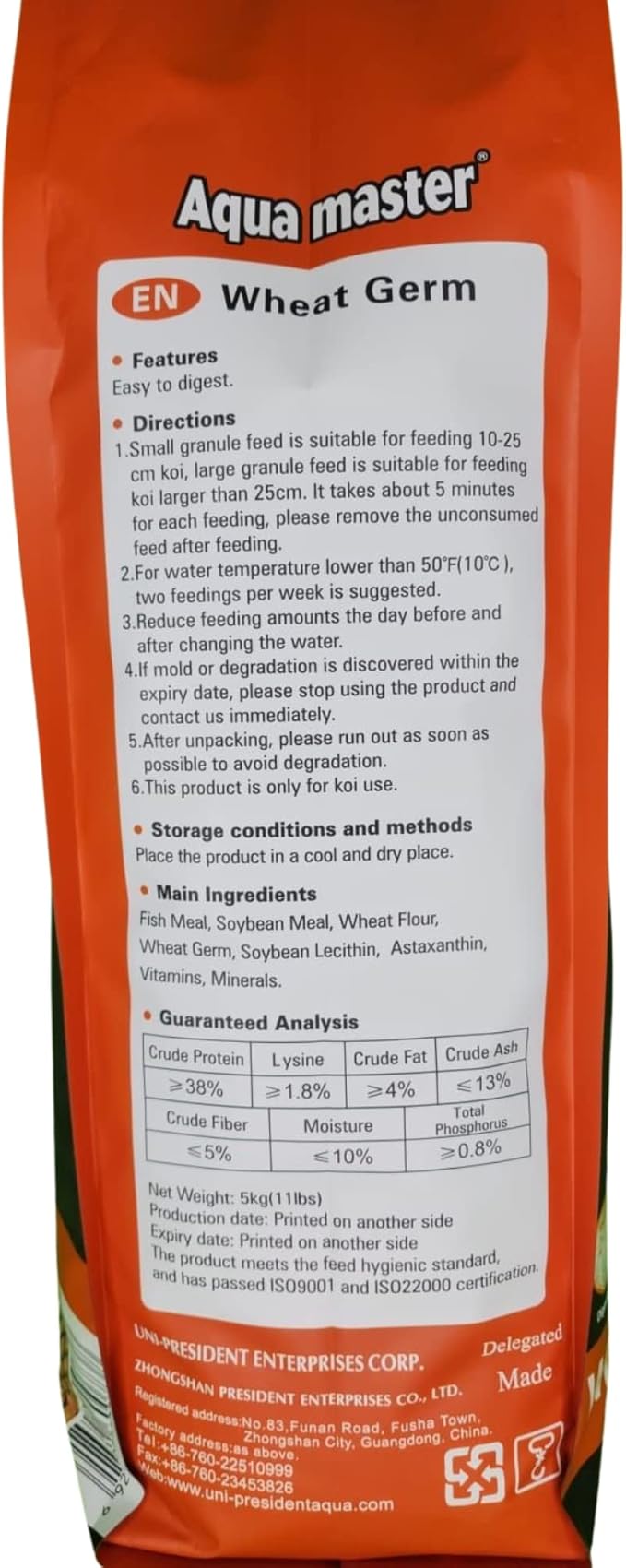 Wheat Germ Fish Food, 11-Pound/Bag, Small - Aqua Master