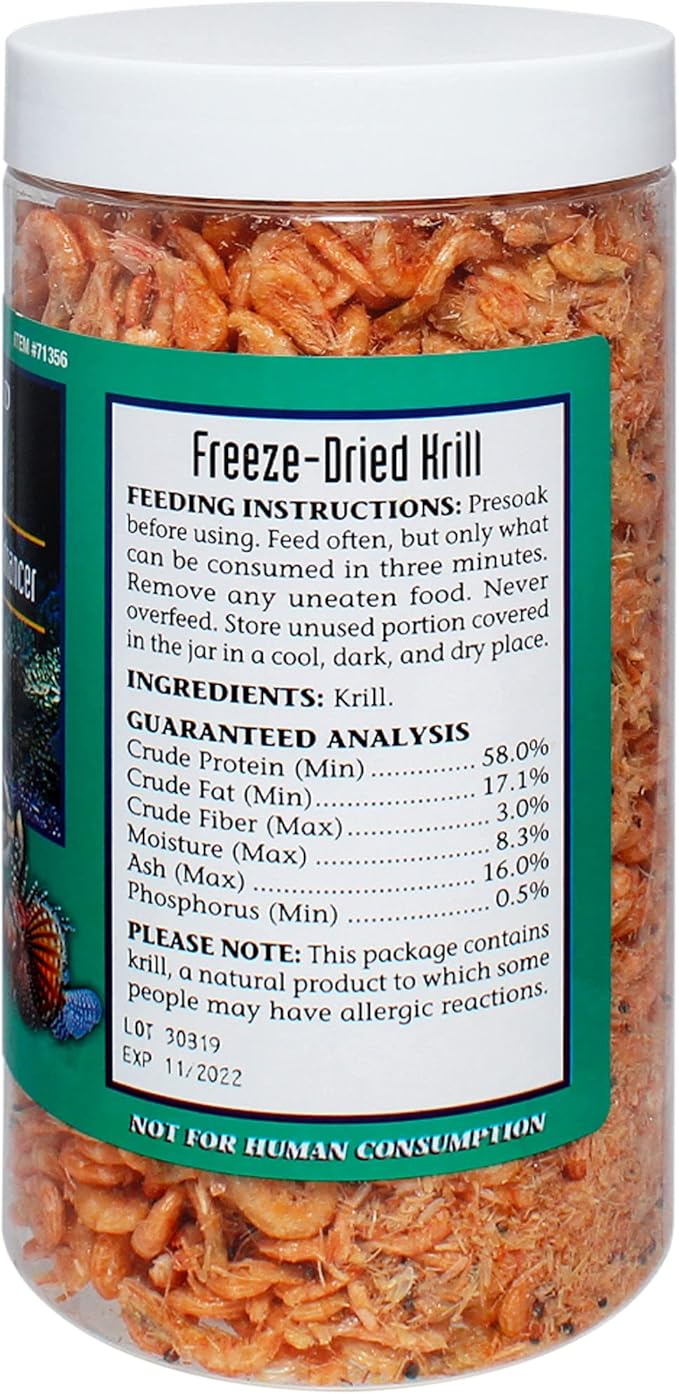 San Francisco Bay Brand Freeze Dried Krill Fish Food - All-Natural, Sustainably Harvested, High Protein Dried Shrimp for Freshwater and Saltwater Carnivores, Koi, Cichlids, Turtles - 5.08 oz (144g)