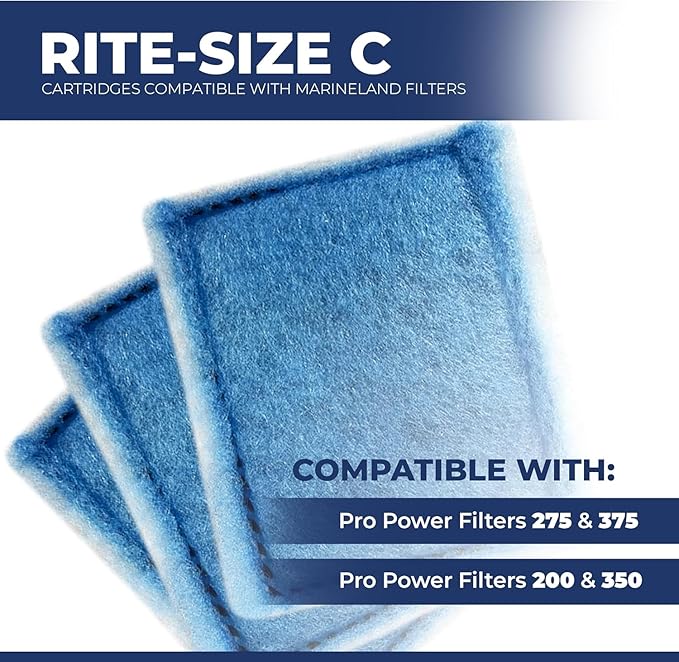Pet Faves 8/16 Pack Rite-Size C Filter Cartridges Compatible with MarineLand Penguin PRO Power Filters 275/375 & Original Penguin Power Filters 200/350 - Rite-Size C Replacement Filter Cartridges