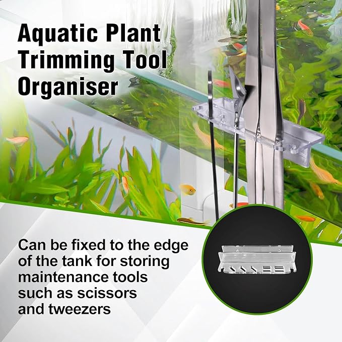 5Pcs 15Inch Aquascaping Tools Kit Extra Long Tweezers for Terrarium, Feeding Tongs, Aquarium Scissors, Algae Scraper,Aquascaping Tool Organizer Rack for Fish Tank Cleaning Plant Trimming