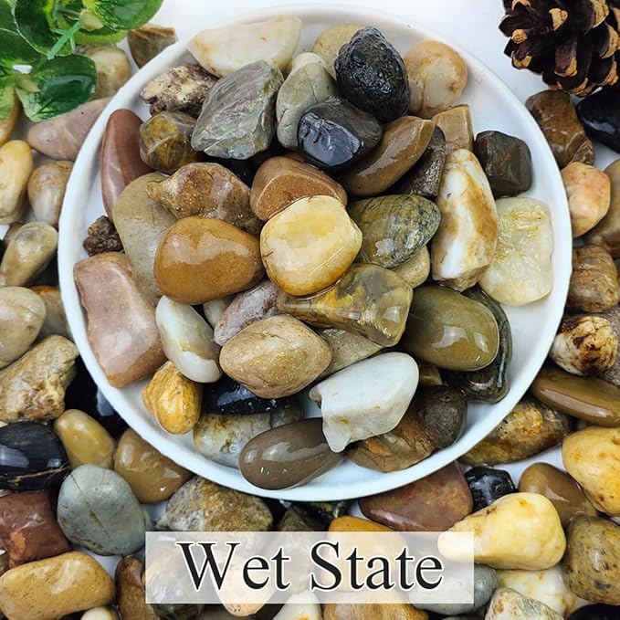 YISZM 10lbs Aquarium Rocks, 5/8" Natural River Rocks for Plants Decorative Polished Mixed Pebbles for Fish Tank, Landscaping, Gardening, Flower Pots, Vase Fillers, Indoor Water Fountains