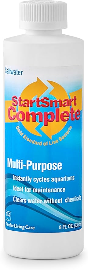 TLC Products StartSmart Complete Saltwater Aquarium Cycle Starter & Beneficial Nitrifiers, Supports Clear Water & Biofiltration, Reduces Excess Sludge, 8 oz. (236 ml)