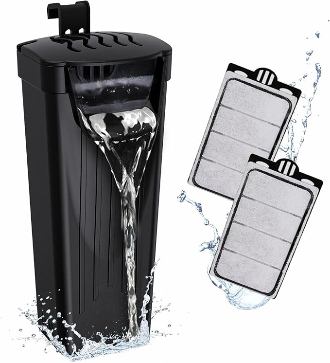 GOZILLA Turtle Tank Filter 74GPH, Low Water Level Turtle Tank 3.5W Fish Tank Aquarium Filters for Small Tanks up to 15 Gallons Include 2 Replacement Cartridge.(Black)