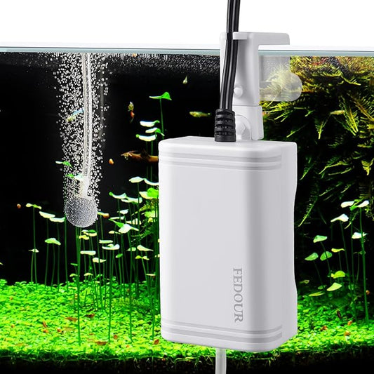 FEDOUR Mini Aquarium Air Pump, 20GPH 48GPH Fish Tank Hang on Oxygen Pump, Ultra Quiet Aquarium Bubbler for up to 60 Gallon Fish Tank