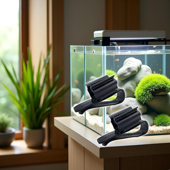 4Pcs Black Fish for Tank Mounting Clip Water Pipe Hose Holder Multifunction Adjustable Clamp for 0.31""-0.62"" Dia Tub Aquarium Tube Holder, Aquarium Air Pump Accessories Aquarium Pumps and Filters