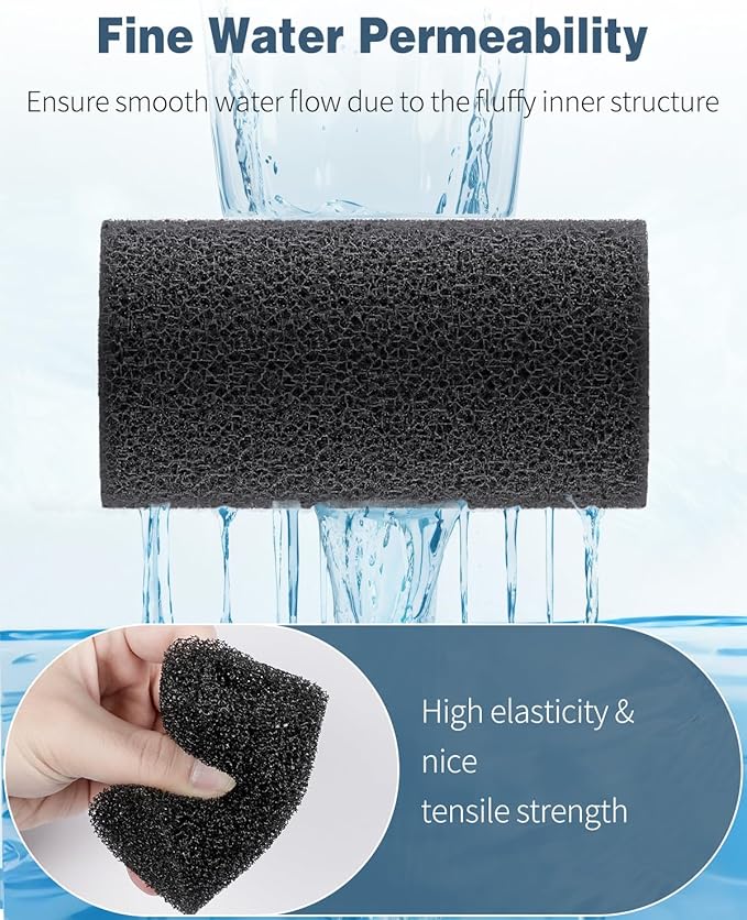 Pawfly 6 Pack Pre-Filter Sponge, 0.6" Aquarium Intake Filter Sponge Foam Cover Rolls for Small Fish Shrimp Fry Fish Tank Covers Accessories