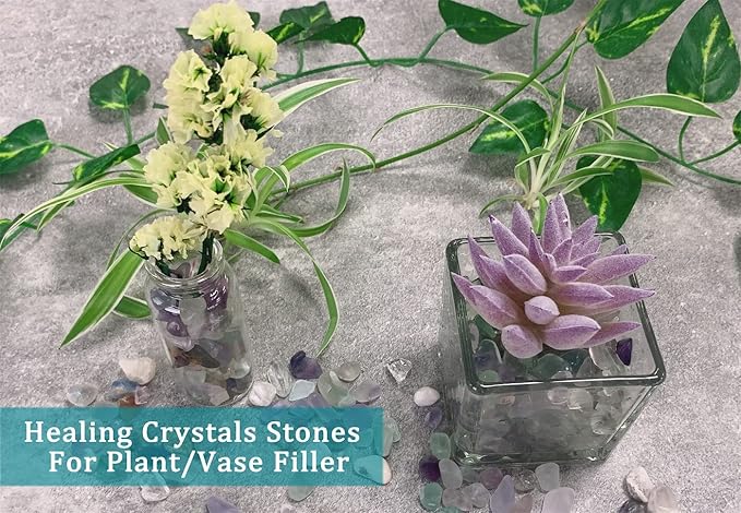 MAIBAOTA Natural Multicolor Fluorite Crystal Quartz Rocks Chips Vase Filler Rocks for Succulent Plant Small Fish Tank Aquarium Gravel Decorative Pebbles Stones(200 gram)