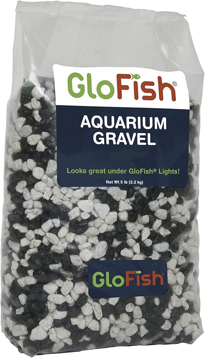 Glofish Aquarium Gravel, Black with White Fluorescent, 5-Pound Bag