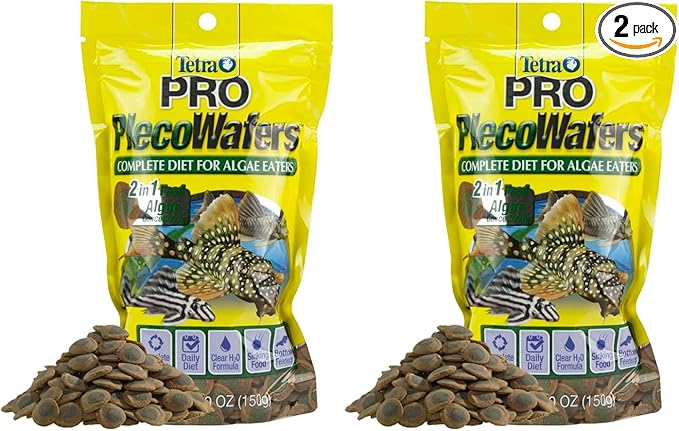 Tetra PRO PlecoWafers, Nutritionally Balanced Vegetarian Fish Food for Bottom Feeders, Concentrated Algae Center5.29 Ounces (Pack of 2)
