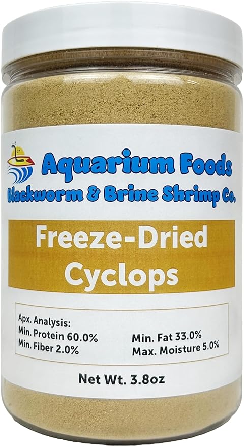 Cyclops/Copepods - Freeze Dried Cyclops/Copepods for All Tropical Fish Fry, Babies, Corals, Sea Anemones, Marines, All Tropical Fish…3.8oz Lg Round Jar