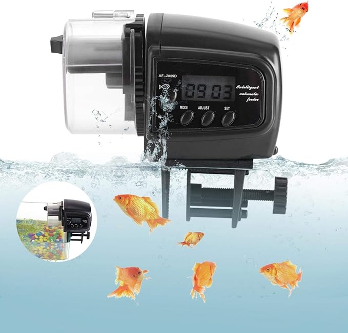 Digital LCD Electronic Fish Feeder Dispenser Timer Automatic Aquarium Tank Food Feeding Machine
