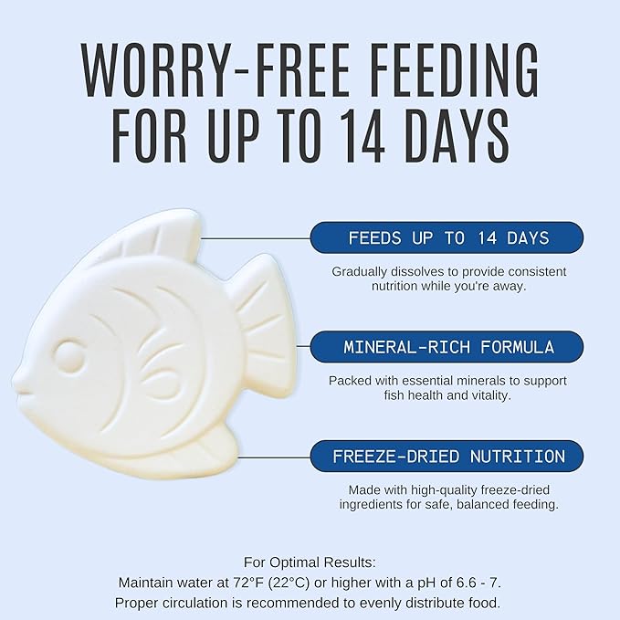 Vacation Feeder for Aquarium - 14 Day Feeder Block - Slow Release Fish Food for Betta, Goldfish & Tropical Fish - Aquatic Pet Tank Food (1 Pack of 2 Blocks)