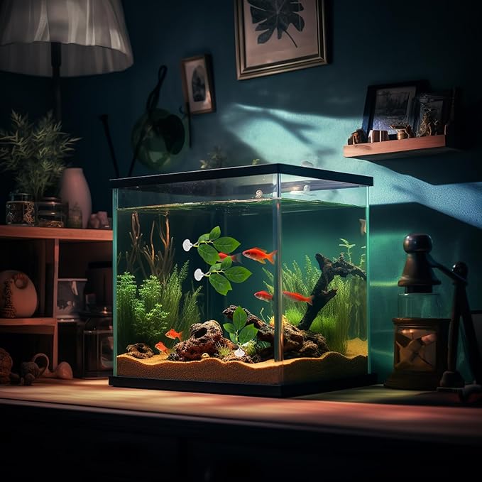 4 Pcs Betta Fish Leaf Pads with Suction Cups Adjustable Aquarium Tank Accessories Plastic Simulated Plants for Betta Resting Breeding Spawning and Playing Décor