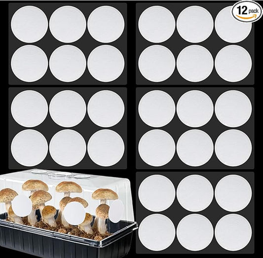 12PCS 2.5in Monotub Adhesive Filter Disks, Mushroom Monotub Filter Discs, Mushroom Filter, Filter Patch for Monotub, for Mushroom Growing Supplies Filter Pad Replacements.(2mm Thick) (30PCS)