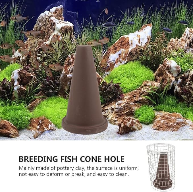 BESPORTBLE Fish Breeding Cones Cave: Shrimp Breeding Bucket - Ceramic Fishing Spawning Cone - Small Spawning Bucket with Grid for Discus Fish Shrimp, 16x9cm