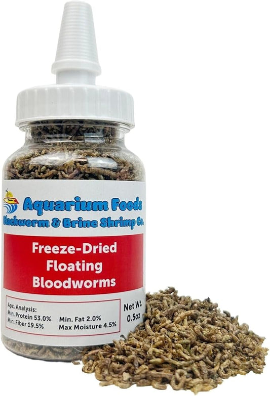 Freeze-Dried Bloodworms, Our Grade A Floating Bloodworms for All Freshwater Fish, Marines Corals, Anemones, Baby Pond Fish…0.5oz Squeeze Bottle
