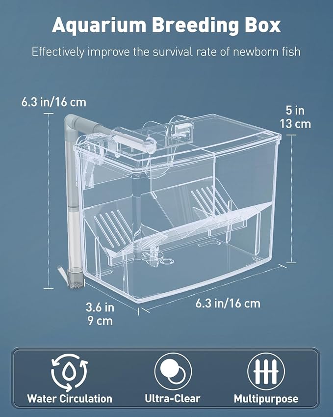 Pawfly Aquarium Breeding Box Fish Tank Hatchery Incubator Acrylic Breeder Box for Baby Fish Shrimp Betta Clownfish Small Isolation Box for Aggressive Fish Guppy