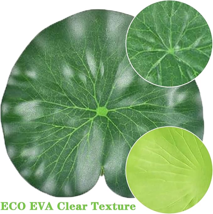10 Pcs Pond Plants, 5 Size Artificial Lotus Leaves, Realistic Floating Foam Water Lily Pads Ornaments, Plastic Fake Foliage Pond Decor for Patio Koi Fish Pond Pool Aquarium