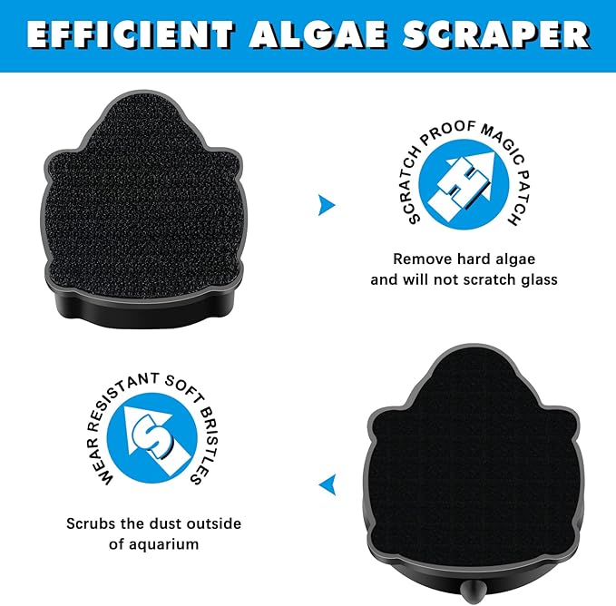 2 Pcs Algae Cleaning Scrapers Aquarium Tank Glass Brush Small Aquarium Magnet Cleaner Fish Tank Algae Cleaner Magnetic Cistern Glass Detergent for Fish Urn Detergent(Tortoise,Blue, Coffee Black)