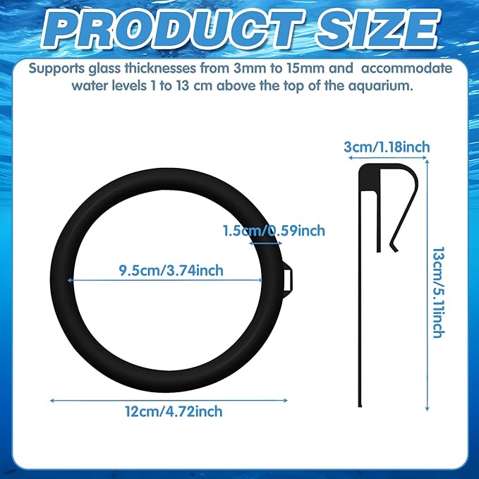 Clip On Fish Feeding Ring for Fish Tank, Non-Shedding Food Holder, Fits 3-15mm Glass, Keeps Floating FishFood in Place, Great for Betta and Rimless Tanks