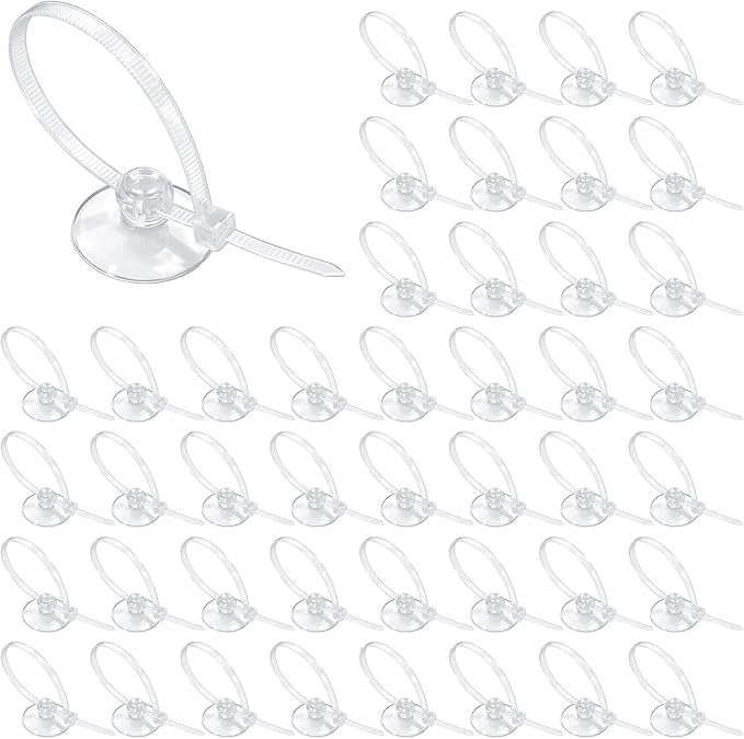 Thinp 30 Pcs Aquarium Suction Cups with 30 Pcs Adjustable Cable Ties, Clear Fish Tank Suctions Cups-Small Suction Cups for Aquarium Plants Planter Moss Shrimp Nest