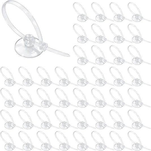 Thinp 30 Pcs Aquarium Suction Cups with 30 Pcs Adjustable Cable Ties, Clear Fish Tank Suctions Cups-Small Suction Cups for Aquarium Plants Planter Moss Shrimp Nest