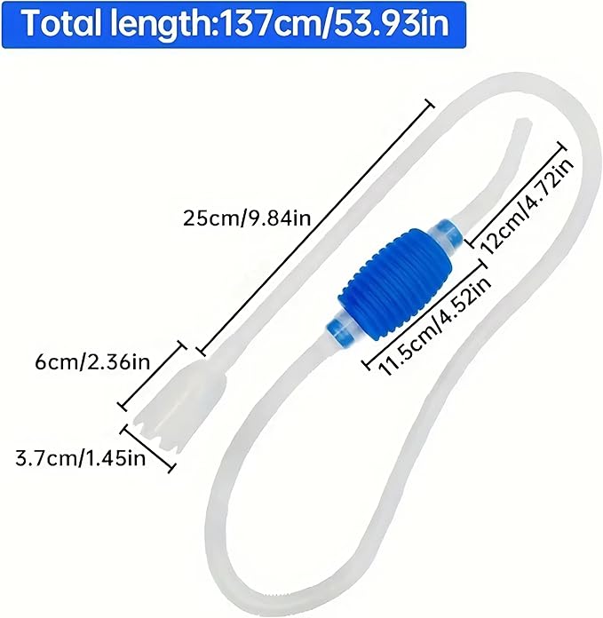 Aquarium Siphon, Fish Tank Cleaner, Aquarium Vacuum, Hand Siphon Hose to Remove and Change Water or Sand in Minutes, Gravel Pump Vacuum for Fish Tank Cleaning Tools