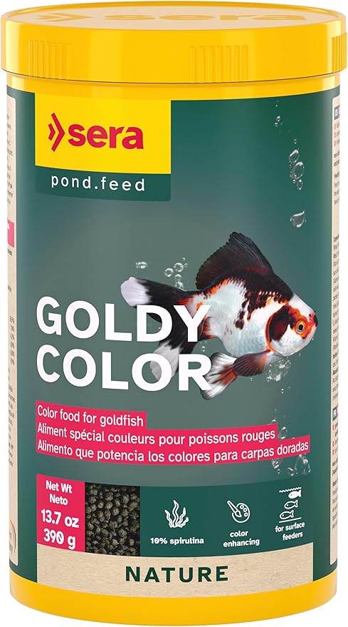 Sera Goldy Color Spirulina 1000 ml | Gold Fish Food for Color Enhancement | Floating Fish Food Granules for Large Goldfish | Premium Gold 10% Spirulina | Goldfish Food Flakes
