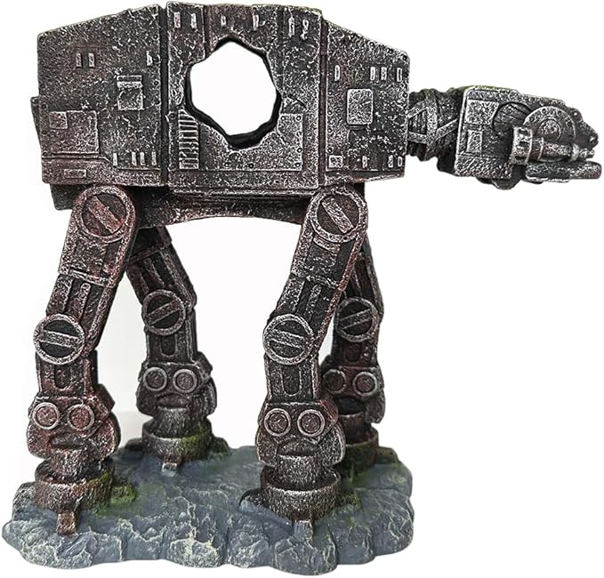 SLOCME Aquarium at-at Imperial Walker Decorations - Fish Tank Tropical Betta Fish Hideouts Cave Ornament