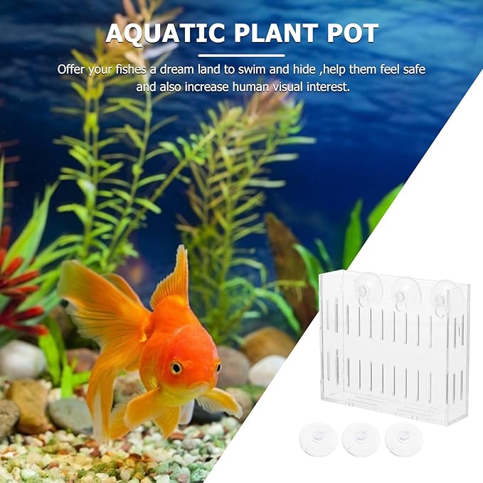 Mipcase Aquarium Plant Holder Clear Acrylic Fish Tank Frame with Double Suction Cups for Live Aquatic Plants Small Water Plants 3.93X3.34X2.95In Aquarium Accessories